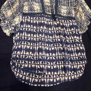 Navy and Cream Women's Top